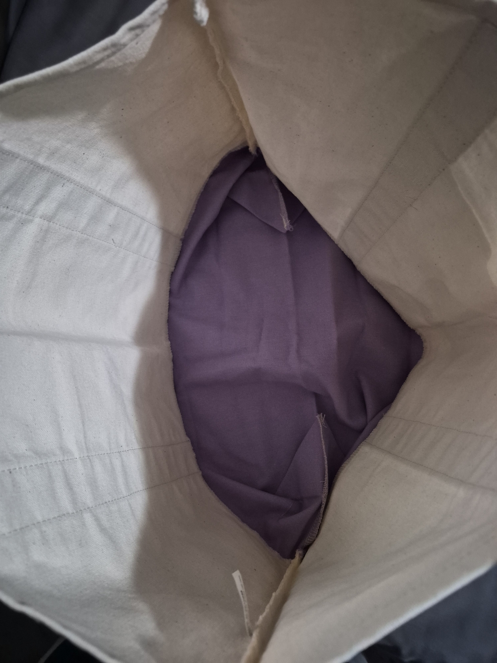 Trader Joe's Cream Canvas Tote with Lavender Accents - Picture 3 of 3